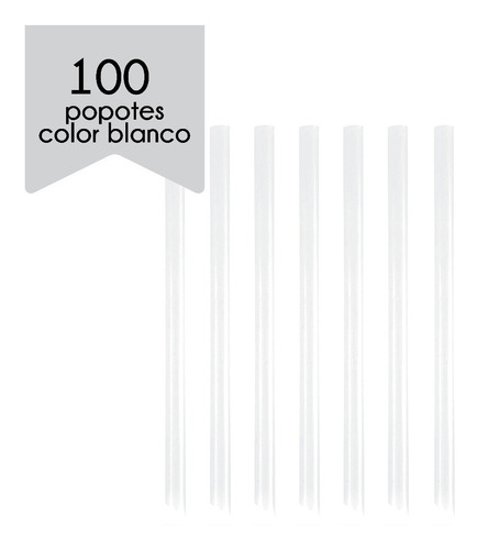 100 Popotes Para Tapioca Biodegradable A Base De Planta Color Blanco