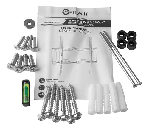 Soporte TV Getttech Pared 32-75 Pulgadas de de LCD LED Plasma Inclinable Resistente Capacidad de Peso de 45kg Con Tornillos M8 GWT-WAF75-01