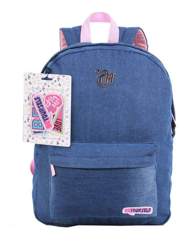 Mochila E Estojo Capricho Costas Jeans Juvenil Tamanho G 