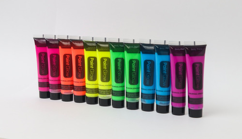 12 Pintura Neon Lumino Glow Luz Negra Body Paint Cuerpo Cara