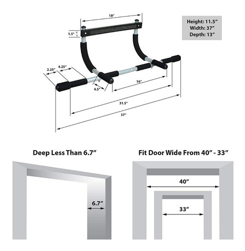 Imagen 4 de 5 de Barra Multifuncional Para Puerta Abdominales Brazos Pecho