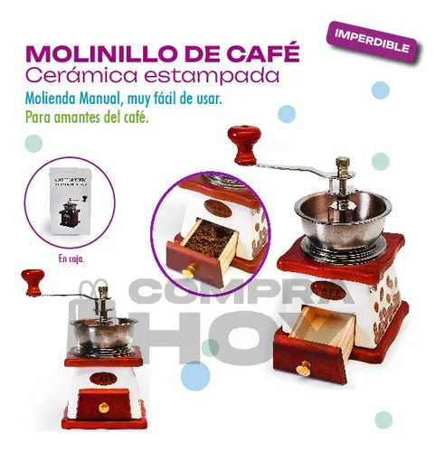 Molinillo Café Cerámica Estampada, Manual, Regulable, 10608