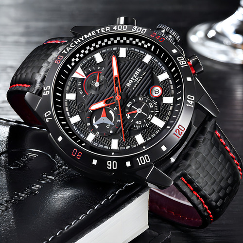 Relojes Mecánicos De Cuero Impermeables Para Hombre Boyzhe Color del bisel Negro