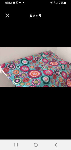 Tela Gabardina Para Tapiceria, En Fondo Turquesa. Ancho 1.60 Turquesa Mandalas