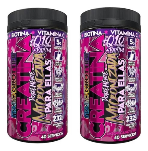 2 Frascos Creatine Doblemente Micronizada - Para Ellas