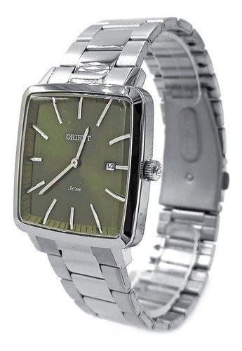 Relógio Orient Masculino Quadrado Gbss1056 E1sx Verde Aço