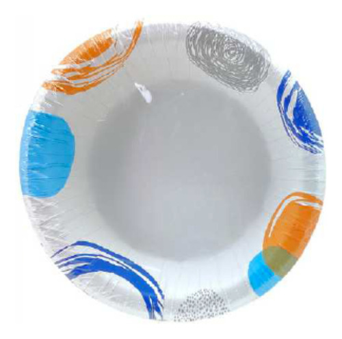 Plato Hondo Bowl Azul/naranja Fiesta 16onz/473ml Descartable