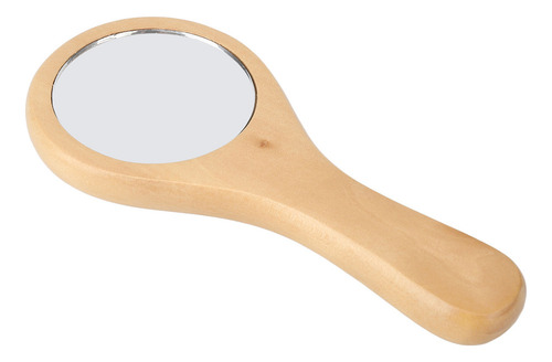 H Espejo De Maquillaje Con Mango De Madera, Redondo,