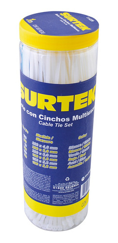 Bote 650 Cinchos Plástico Multiusos Blanco Resistente Surtek