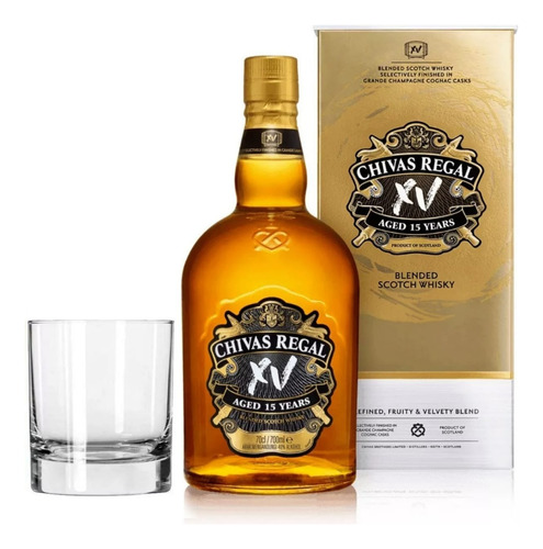 Whisky Chivas Regal Xv 15 Años Gold + Estuche + Vaso Cristal