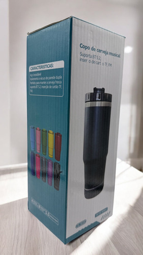 Termo Con Bocina Bluetooth Bebida Fría/caliente Vaso 900ml Azul Liso