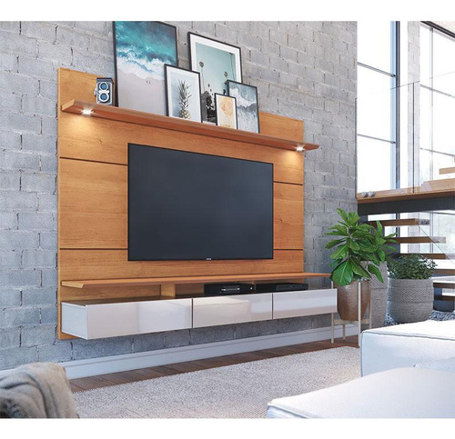 Painel Tv Home Suspenso Ambiente Decore 2.2 Nature Off White Cor Nature/off White