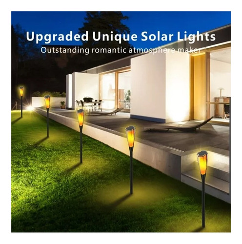 Lampara Solar Estilo Llama Antorcha Decoración 4 Piezas