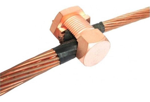 Imagem 2 de 5 de Conector Parafuso Fendido Emenda Cabos Split Bolt 16mm Latão