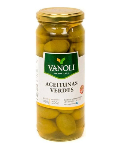 Aceitunas Verdes En Frasco Vanoli 330 Gr