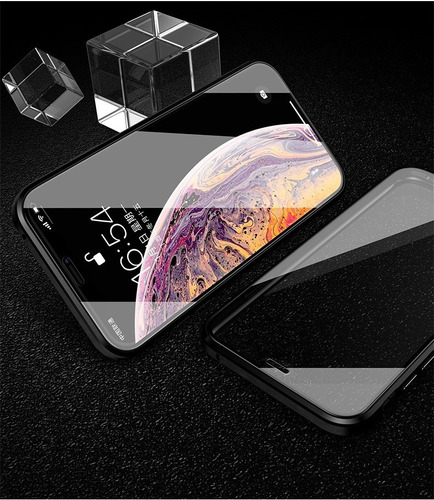Imagen 2 de 2 de Funda Para iPhone Magnética Marco Aluminio Vidrio H9