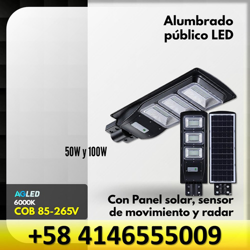 Alumbrado Publico Led 100w Con Panel Solar Con Sensor Mov