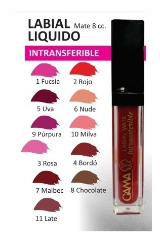 Imagen 2 de 2 de Labial Liquido Mate Intransferible X8cc
