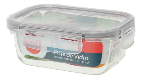 Pote Hermético De Vidro- Marmita 395ml- C/15 Un - Dolce Home Cor Transparente