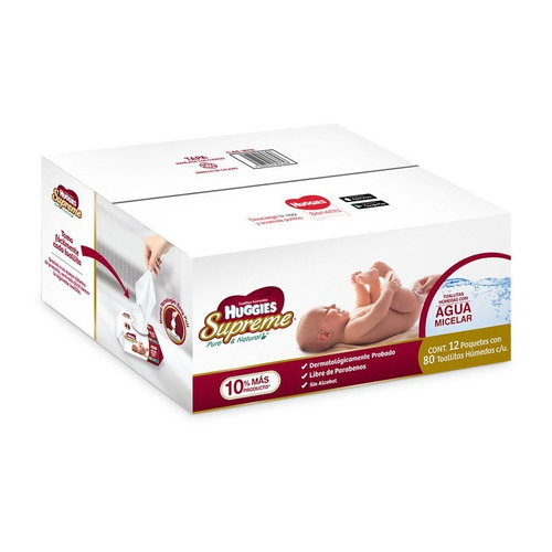 Huggies Supreme Toallas Húmedas 12 Paquetes De 80 Toallitas