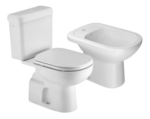 Combo Baño Inodoro Largo Tapa Mochila Doble Bidet Deca Vogue