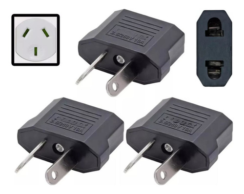 3pcs Adaptador Enchufe Pata V Plana Angulo Australia Tipo I