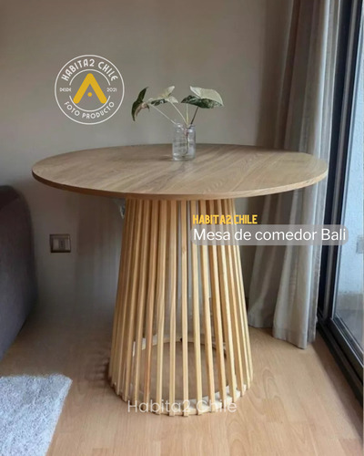 Mesa De Comedor Natural Boho Bali Redonda Fresno Y Pino