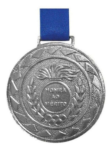 Kit Com 10 Medalhas De Prata M60 Honra Ao Mérito C/fita Azul