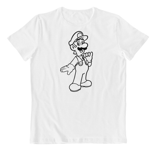 Dtf - Polera Blanca Algodon - Luigi Nintendo Luigi`s Mansion