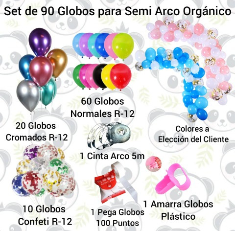 Set De 90 Globos Para Semi Arco Orgánico / Globos Látex 