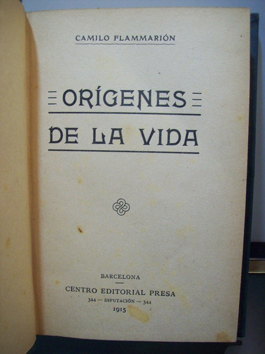 Adp Origenes De La Vida - Urania Camilo Flammarion /2 Libros