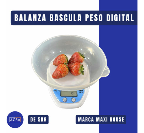 Balanza Báscula Peso Digital De 5kg, Marca Maxi House