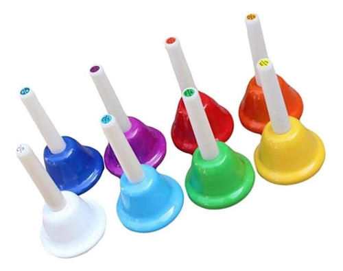 Juego De Campanas De Mano, Percusión Colorida, Notas, 8 Kits