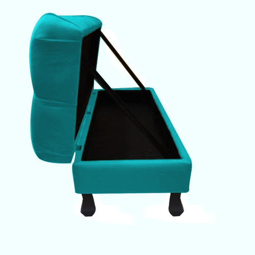 Recamier Decorativo Baú Luis Xv 1,40 Suede Azul Turquesa