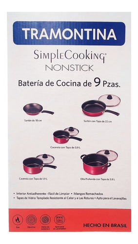 Imagen 10 de 10 de Batería De Cocina Simplecooking Nonstick Tramontina® 9pz