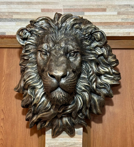 Cabeza De Leon Cromado De Resina Para Pared De Decoración