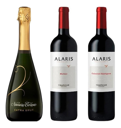 Navarro Correas Extra Brut + Alaris Malbec + Alaris Cabernet