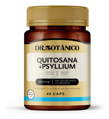 Quitosana + Psyllium 880mg 60 Cápsulas Dr. Botânico Kit 2 Un