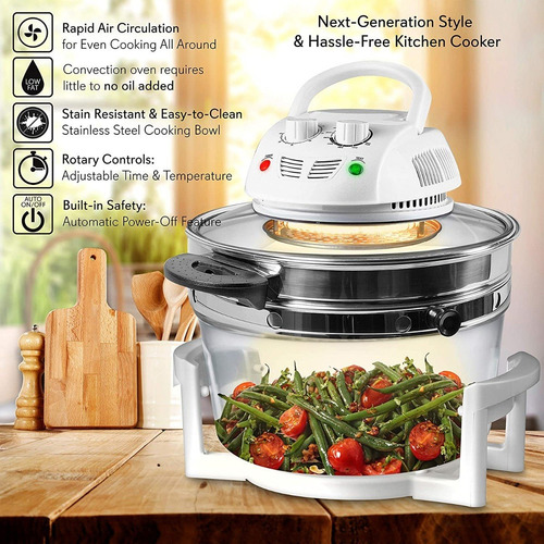Horno Halógeno, Freidora, Acero Inoxidable, 13 Qt Nutrichef