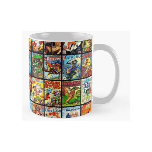 Taza Superhéroe Mujer Patrón Colección Cómic Vintage Con Más