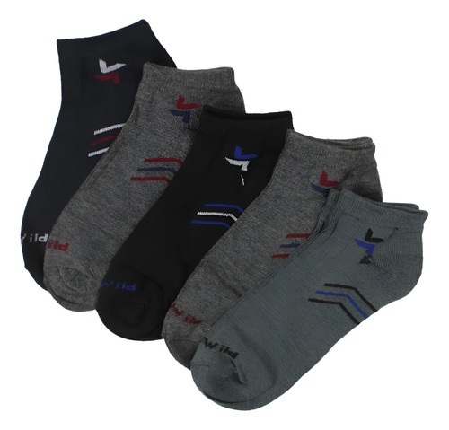 12 Pares De Calceta Para Hombre, Con La Frase ( Wild) Multicolor Liso Unitalla