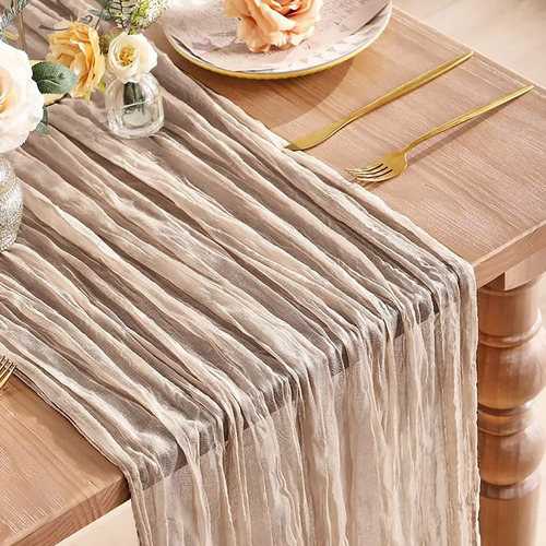 2pzs Caminos De Mesa Gasa Elegante Boho Decoración Boda Color Agua Light Brown