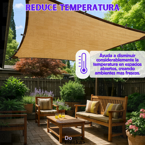 Malla Sombra Reforzada Beige 3x5 M Protección 90% Inmatmex