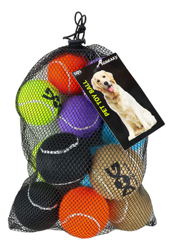 Paquete De Pelotas Para Perros Tipo Tennis 6 Colores 12 Pzs