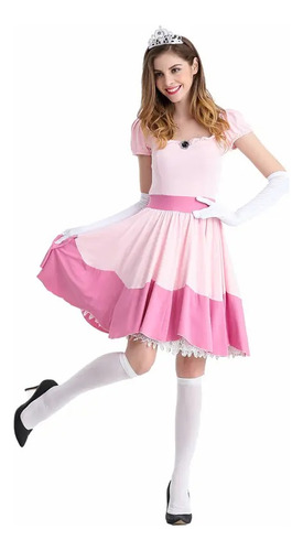 Disfraz Mario Peach Mujer Vestido Princesa Adulto