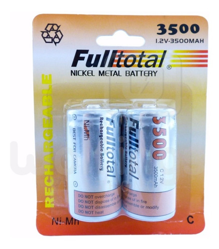 Imagen 1 de 3 de 2 Pilas C Recargables 3500 Mah Baterias Medianas + Duracion