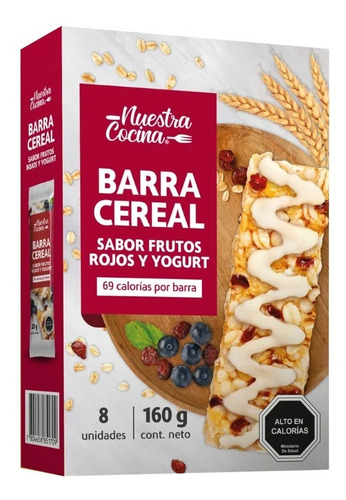 Pack Barra Cereal Nuestra Cocina Frutos Rojos 8 Un De 20 G