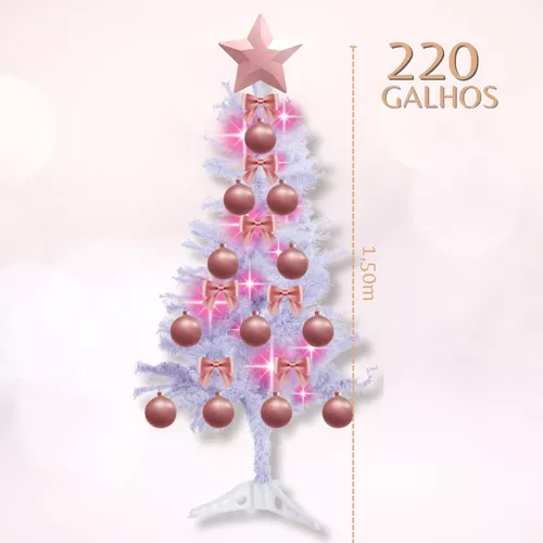 Arvore De Natal Branca 1,50 Metros 220 Galhos Pinheiro Luxo