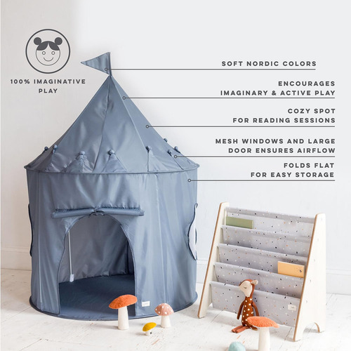 Kids Play Tent 3 Sprouts Sustainable Recycled Fabric Blue