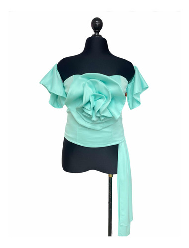 Blusa Color Menta Con Flor Xl